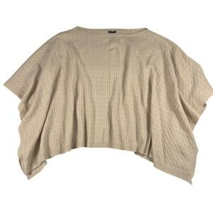Theory 100% Cashmere Cable Knit Poncho Sweater Camel Tan New w/out Tags Size M/L